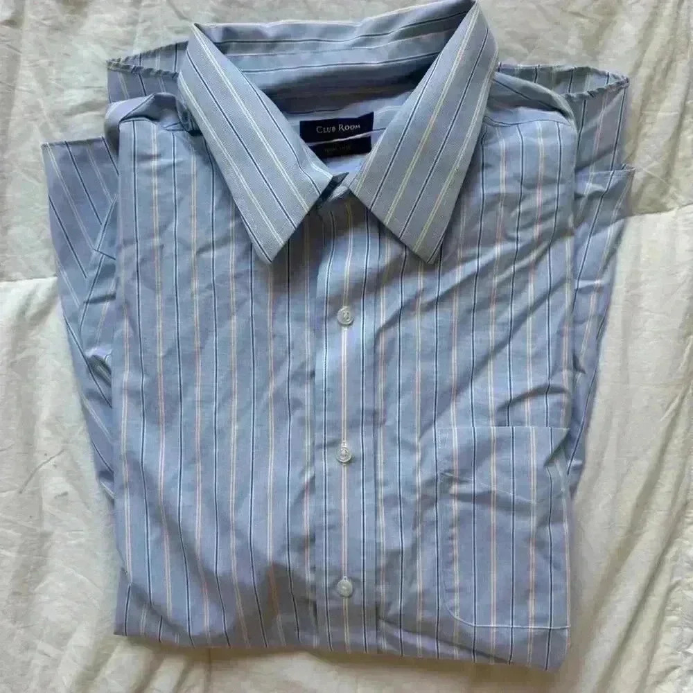 Club room men's xl striped collared shirt blue yellow button up business office